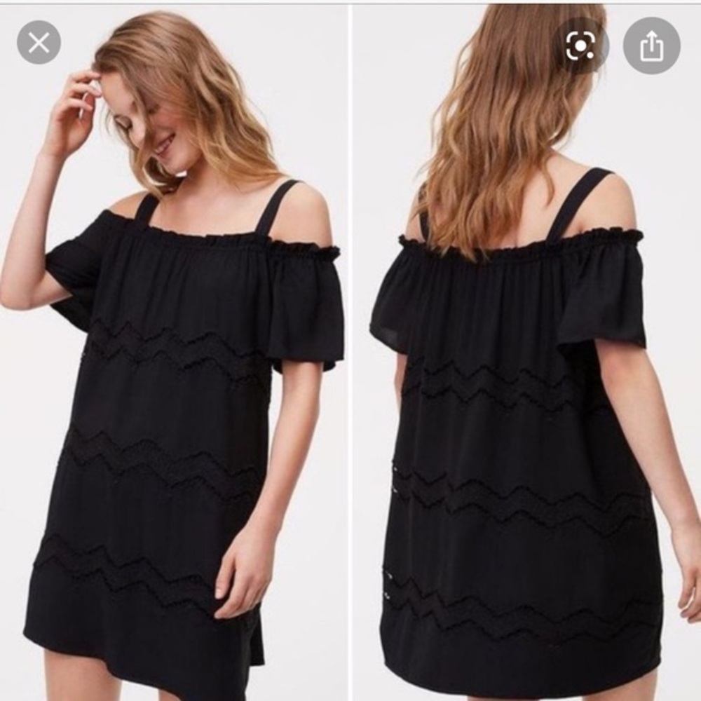 Loft medium chevron embroidered coldshoulder dress
